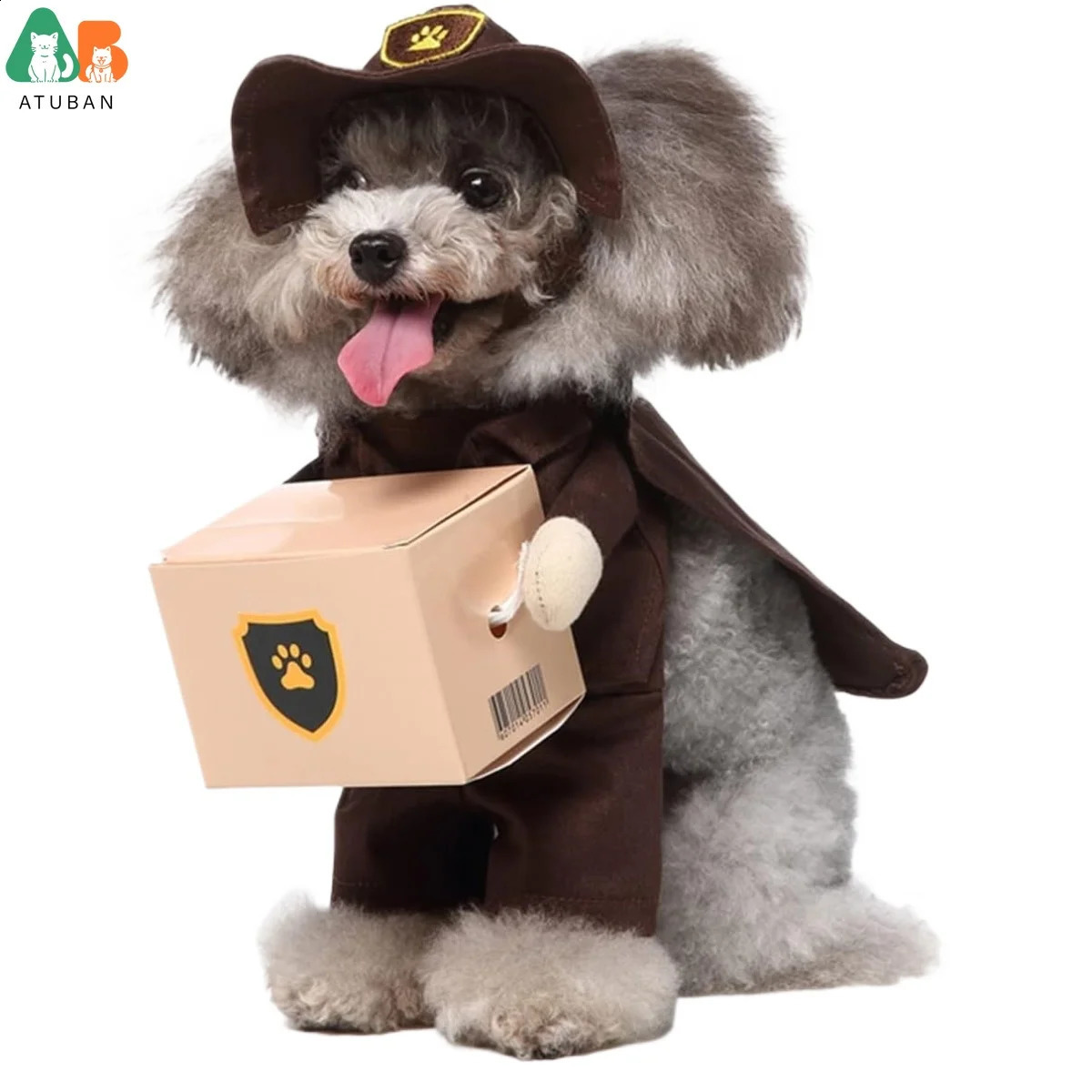 ATUBAN Pet Dog Cat Halloween Costume Funny Halloween Christmas Party Clothes Apparel for Small Dog Cat Cosplay Porter Costume 241225