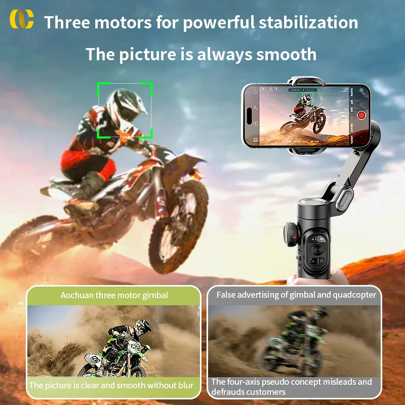 AOCHUAN Smart XE 3Axis Handheld Gimbal Stabilizer for Smartphone Android Face Tracking Tiktok Vlog Live Streaming 241220