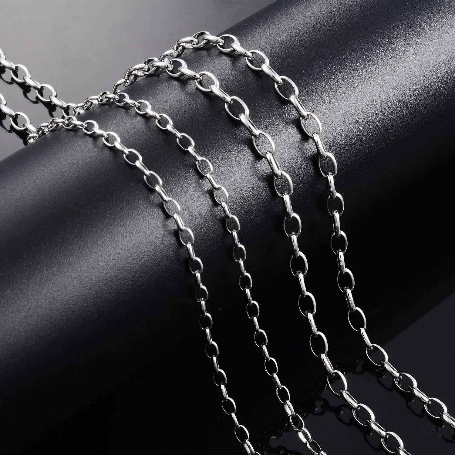 Yadreva Men Women Stainl Steel Rolo Necklace Oval O Chain Silver Color Cuban Link DIY Jewelry AccoriesXJ241227