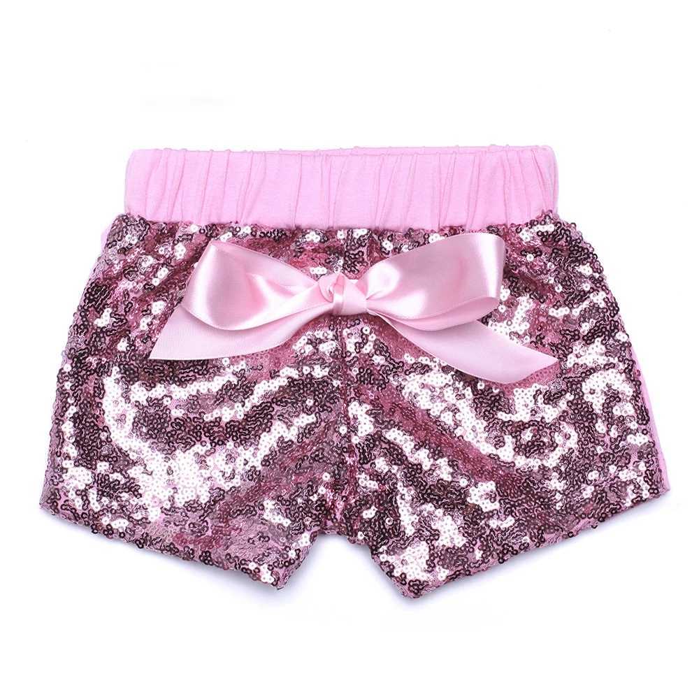 Preschool girl sequined shorts tie bow elastic waist Trousers 1-6Y newly arrived W241227
