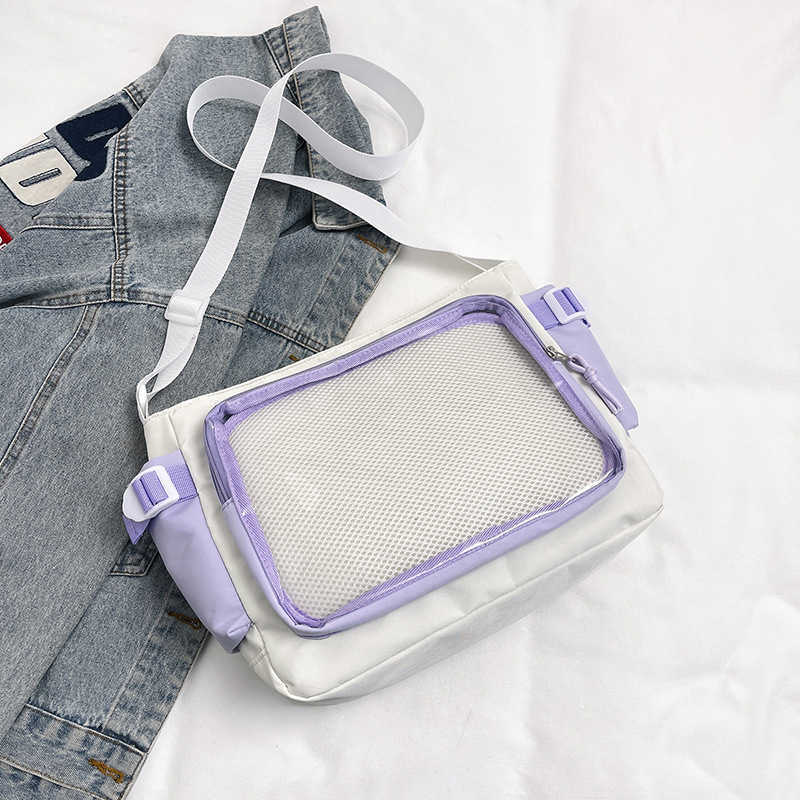 Super Fire Student Pain Bag Transparent and Visible Shoulder Simple Large Capacity School Anime Crossbody Tote 241227