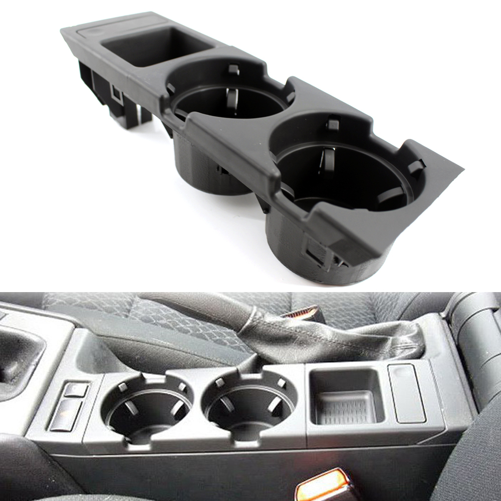 New Double Hole Car Styg Front Center Console Storage Box Coin + Cup Holder For E46 Series 1999-2006 51168217953