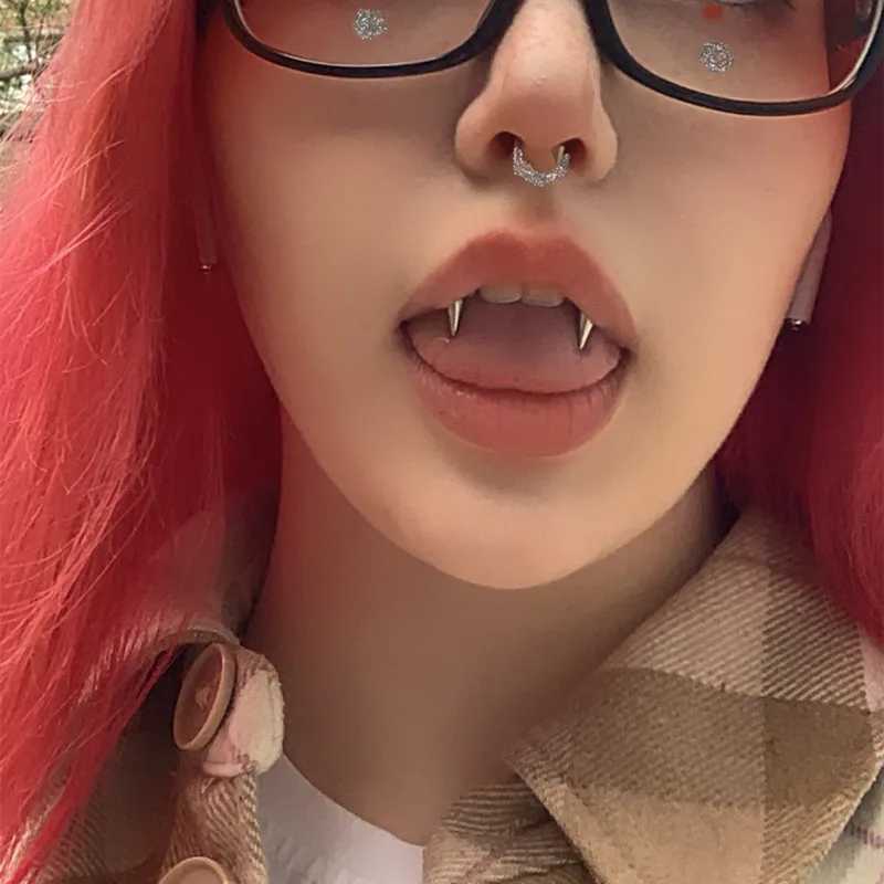 Stainl Steel Vampire Teeth Piercing Jewelry C Rod Face Lips Tiger Teeth Surgical Bo Piercing Teeth Decoration W241227