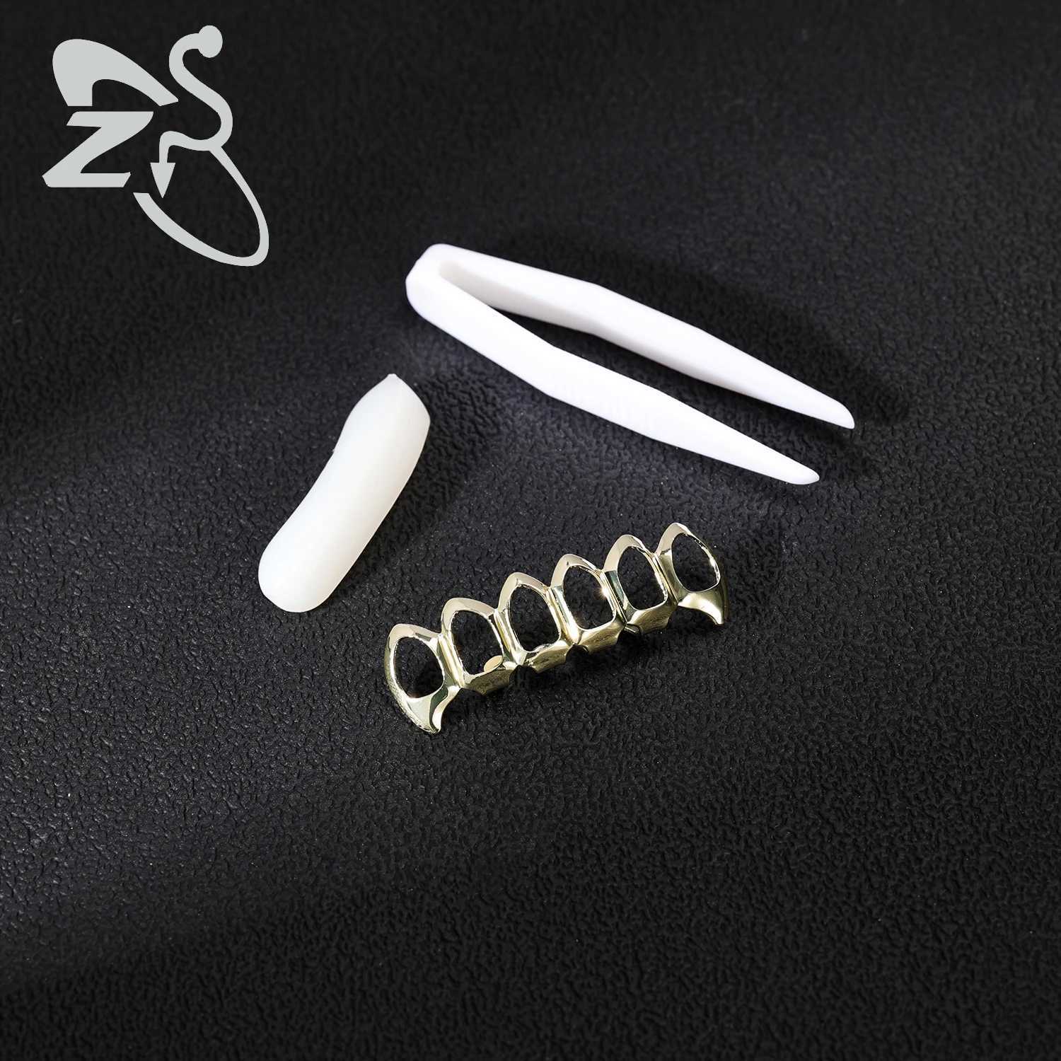 ZS Heart Cross Rose Hip Hop Bling d Out Grillz Teeth Shiny Crystal G Grillz High Polish Finish 18K Gold Plated Teeth C W241227