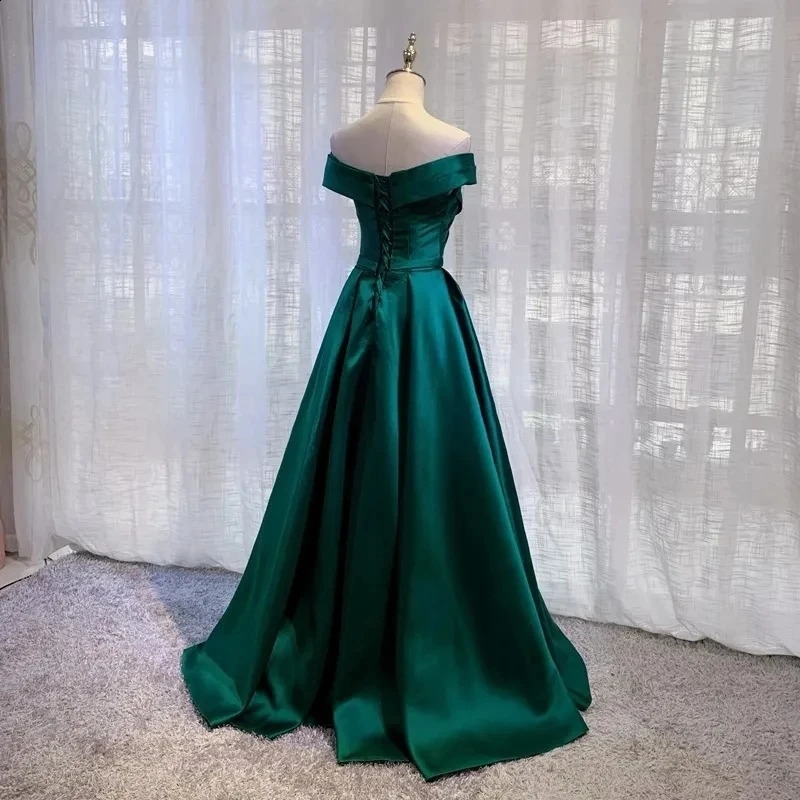 Customized Vintage Off The Shoulder Evening Dresses Long Satin Prom Dress Elegant Women Formal Gowns Wedding Dress Party Dresses 241223