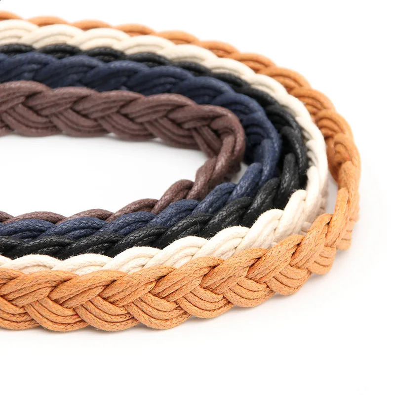 Vintage Wax Rope Belt Hand Knitting Belts for Jeans Retro Wild Fashion Waistbands Student Strap Accessories 241225