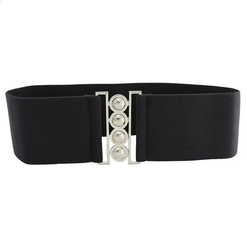 Fashion Womens Retro Width Belt Metal Elastic Waistband Stretch Buckle Girls Waist Seal for Women Dress Accessories 241225