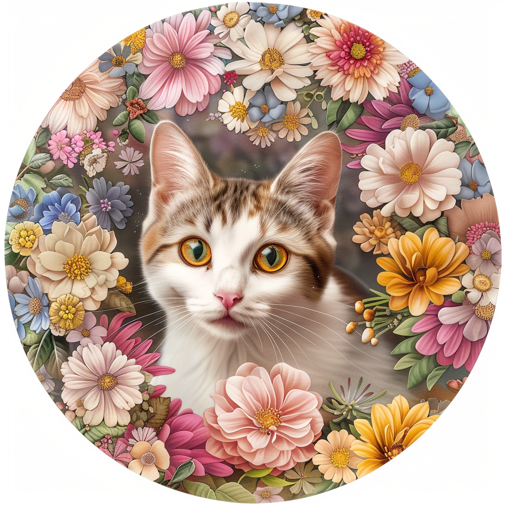Vankat Waterproof Pet Ornaments - Customizable Circular Aluminum Decorative Paintings for Pet Souvenir Tombstones