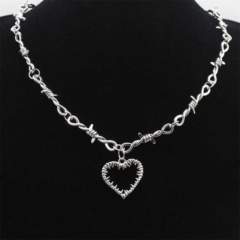 New Tiny wire thorns iron unisex necklace ladies hip-hop gothic punk style baed wire small thorn chain collar giftXJ241227
