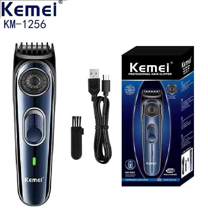 Kemei 1256 Cordless Adjustable Hair and Beard Trimmer For Men Electric Professional Hair Clipper Rechargeable Haircut Machine W241227
