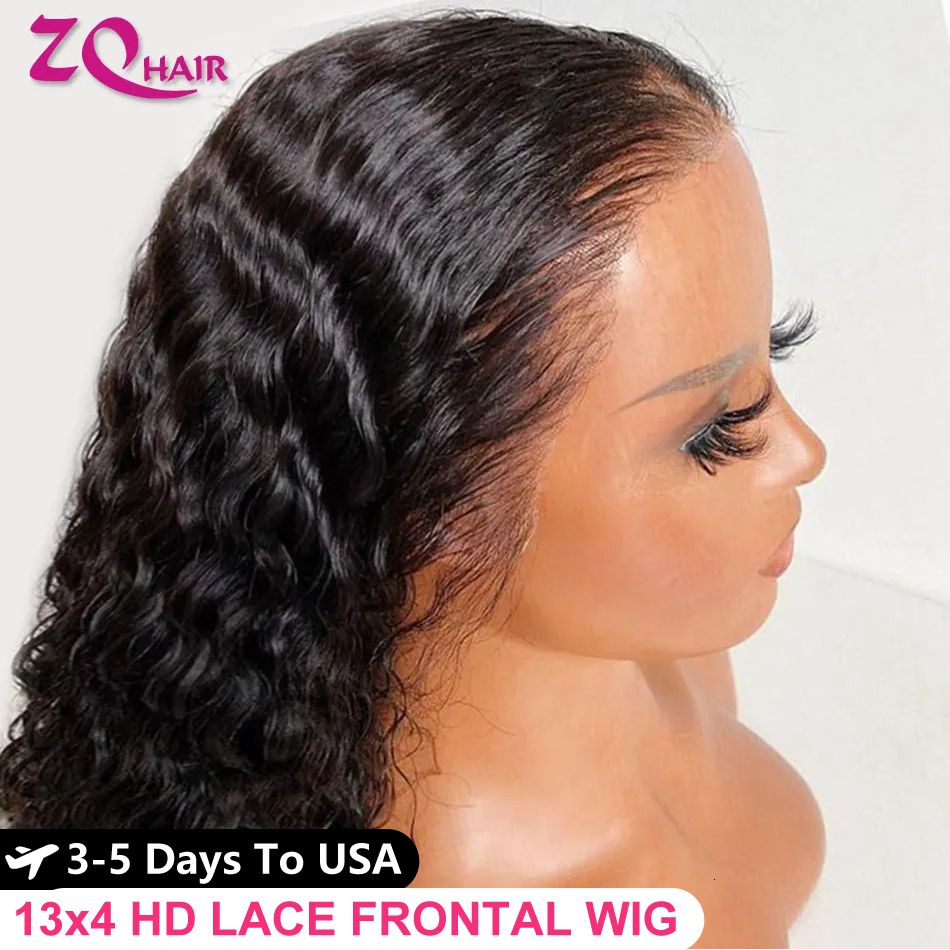 Curly 13X6 Frontal Brazilian Deep Water Wave 13X4 HD Lace Front 100% Human Hair Wigs For Women
