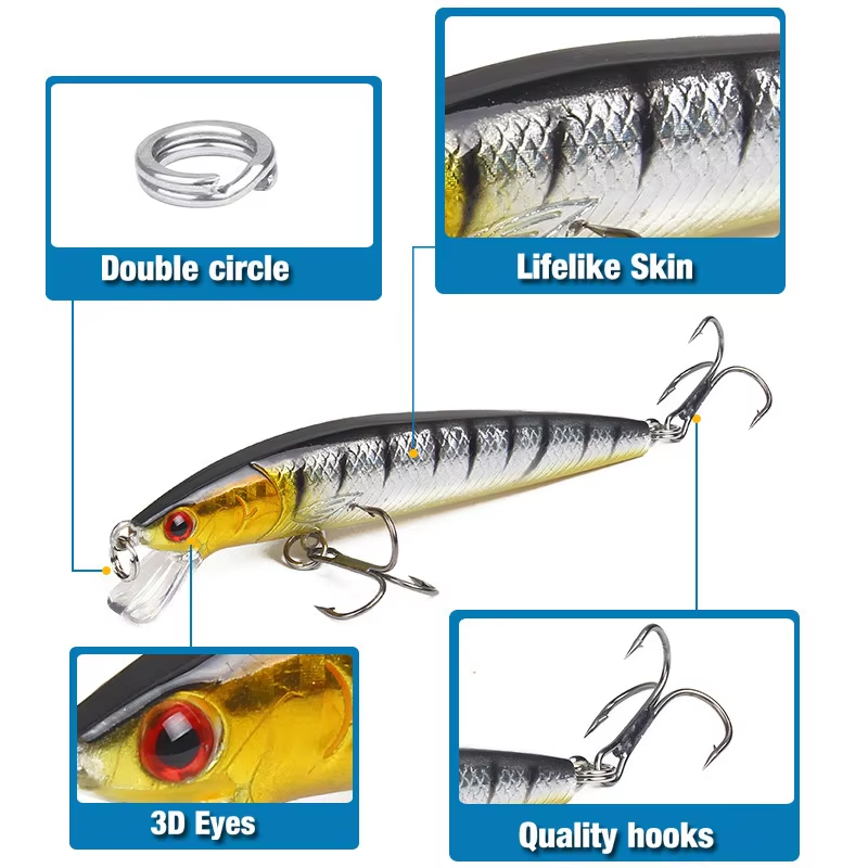 3D eye artificial fishing lure 10cm minow hard plastic fish bait