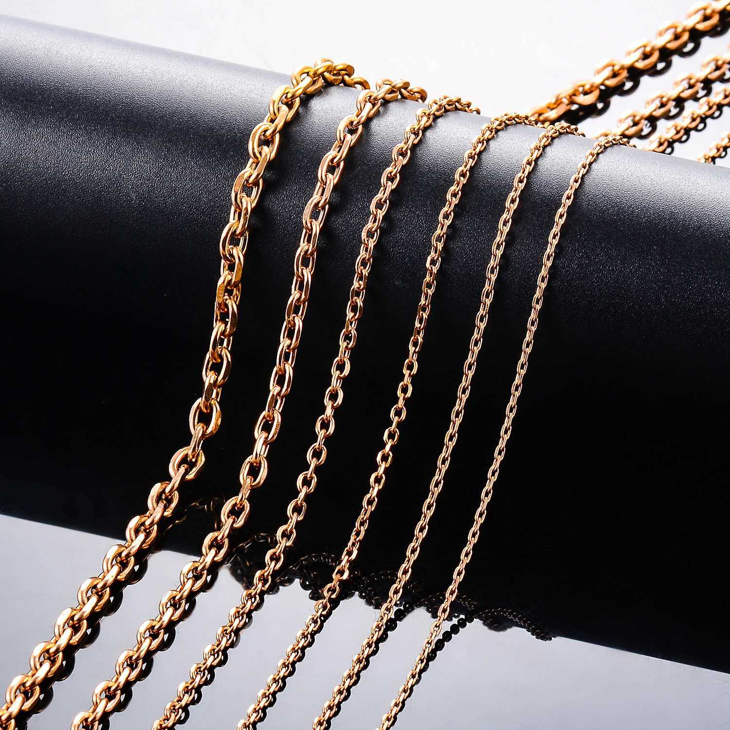 Stainl Steel O Chain For Men Women Rolo Necklace for Pendant Rose Color Cable Link 1.6mm 2.4mm 3mm 4mm 5mm WidthXJ241227