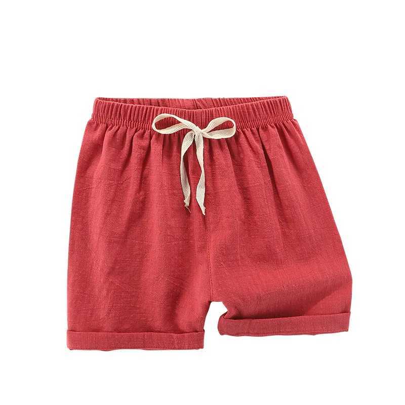 Teenage Boy Shorts 150 160cm Summer Clothing Cotton Linen Shorts Light Blue Black Red Children Shorts for Girls Toddler Clothes W241227