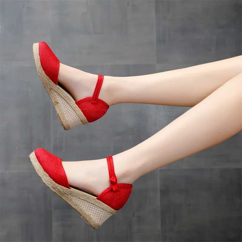 High Quality Heeled Sandals Women Wedges Espadrilles Summer Shoes Ladies Comfort Casual Closed Toe Sandal Pumps Heels Party Shoes Footwear T241227