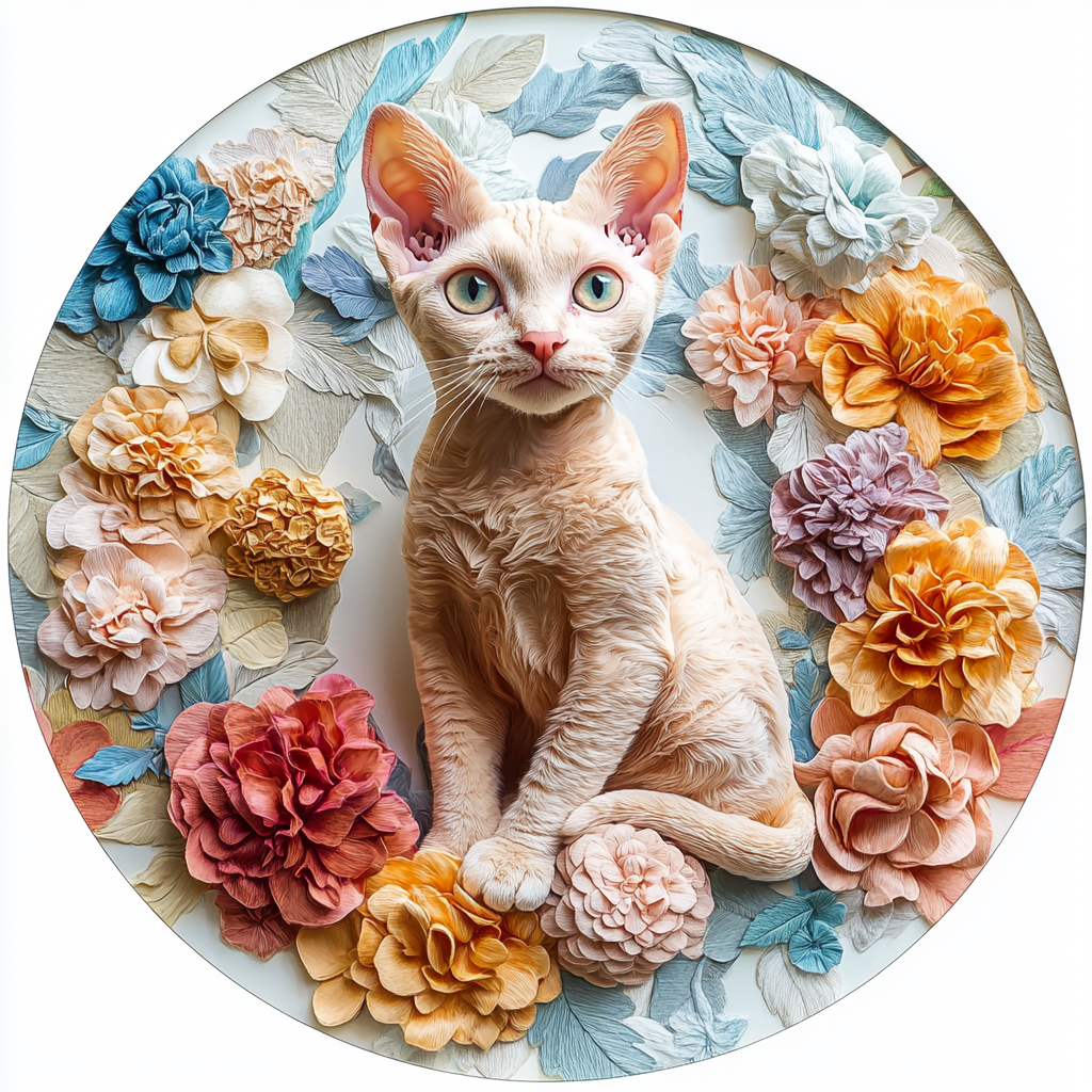 Devon Rex Cat Pet Ornaments - Customized Circular Aluminum Decorative Paintings for Pet Souvenir Tombstones
