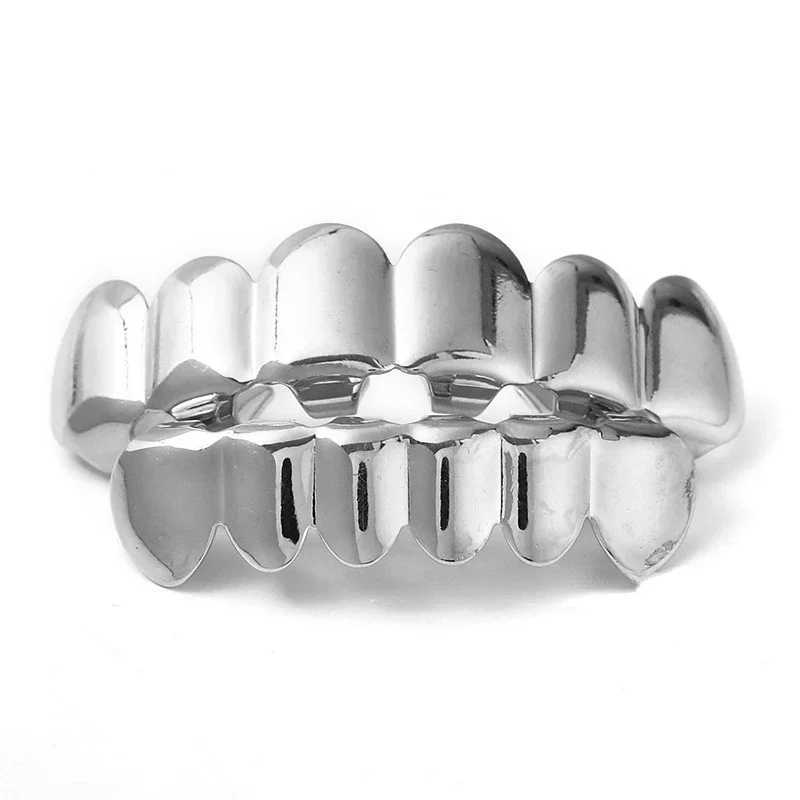 Classic Fashion 6/6 Teeth HipHop Denture Set Decor Braces Dental Grills for Men Teeth Grillz Bo Jewelry Dental Grills W241227