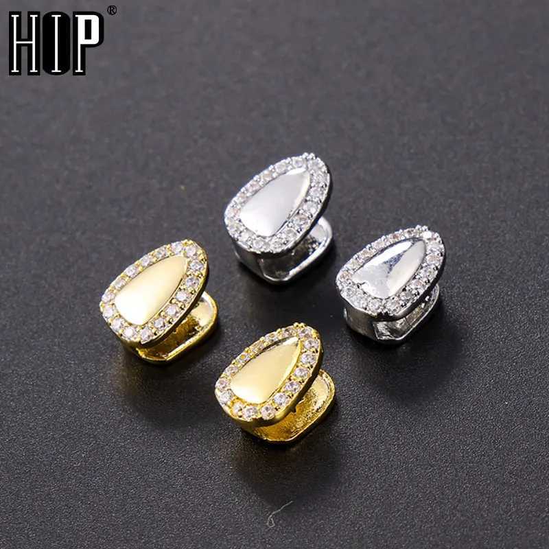 Hip Hop 2pcs d CsTeeth Grillz Gold Plated Cubic Zircon Micro Pave Top Bottom Charm Grills For Men Women Jewelry W241227