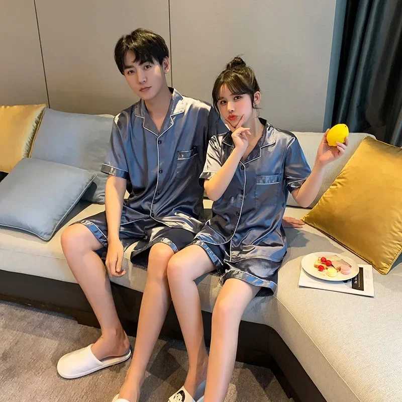 Luxury Pajama Suit Satin Silk Pyjamas Sets Couple Sleepwear Casual Family Pijama Lover Night Suit Men Women Plus Size Pj SetXJ241227