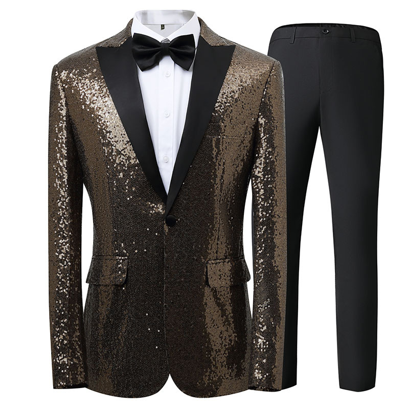 K752 Autumn Men's Slim Single-Breasted Suit with Stand Collar Embroidery for Weddings