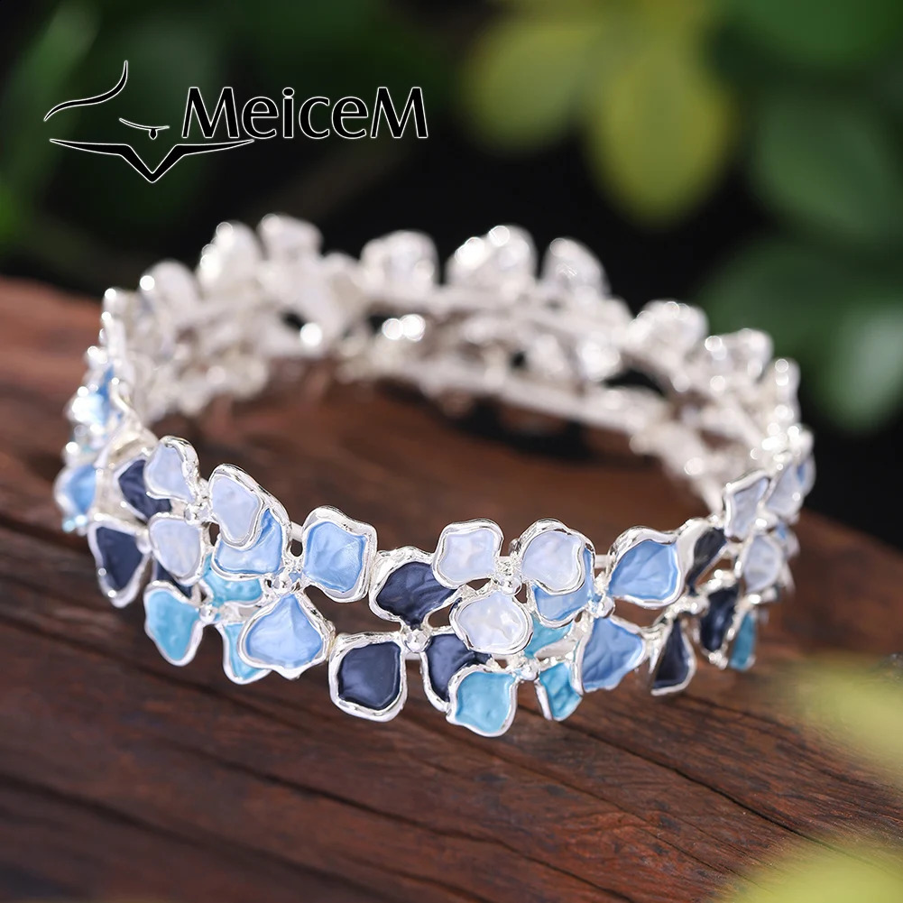 MeiceM Bangle Bohemian Enamel Style Colorful Flower Bracelet Niche n Womens Bracelet Holiday Gift Hand Jewelry 241227