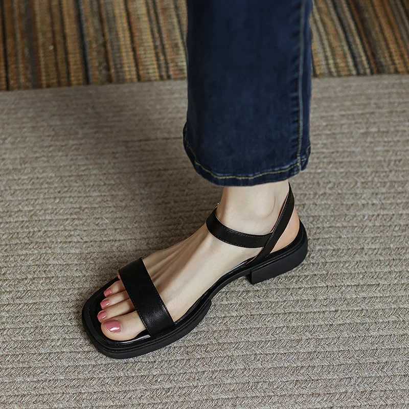 High Quality Summer Women Sandals Low Heels Basic Genuine Leather Office Ladies Casual Outdoor Shoes Woman Concise T241227