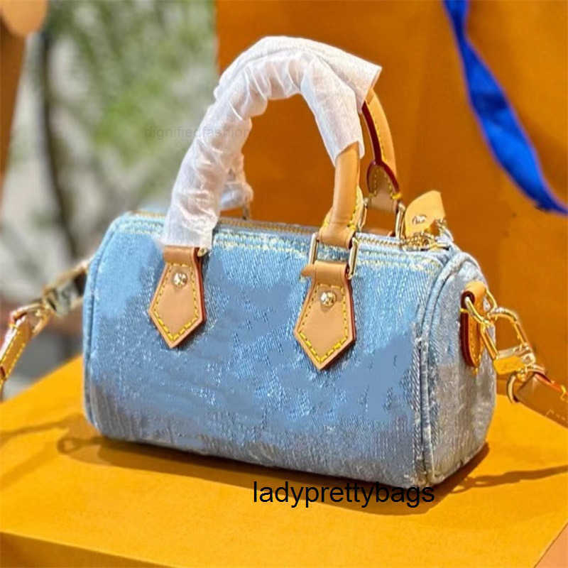 hot Shoulder Bags Shoulder Bags Top Designer Mini Nano 16cm Shoulder Bag Women Leather Denim Crossbody Luxury Brand Embossed Tote Purse Brown Flower Handbag