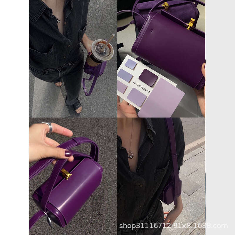 2023 genuine leather cowhide high-end and niche design Boston small square bag crossbody