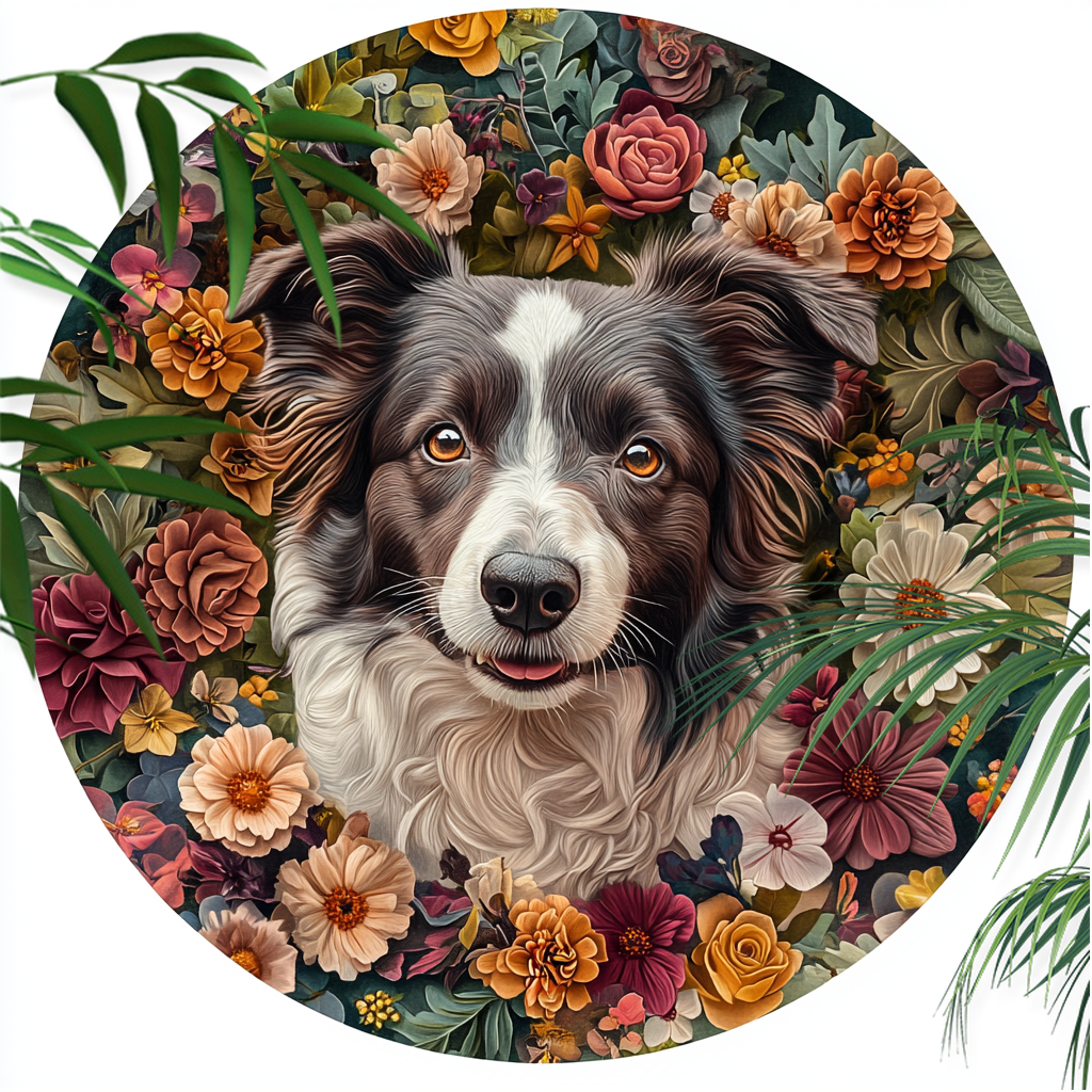 Custom Australian Shepherd Pet Ornaments - Circular Aluminum Decorative Paintings | Personalized Pet Souvenir Tombstones
