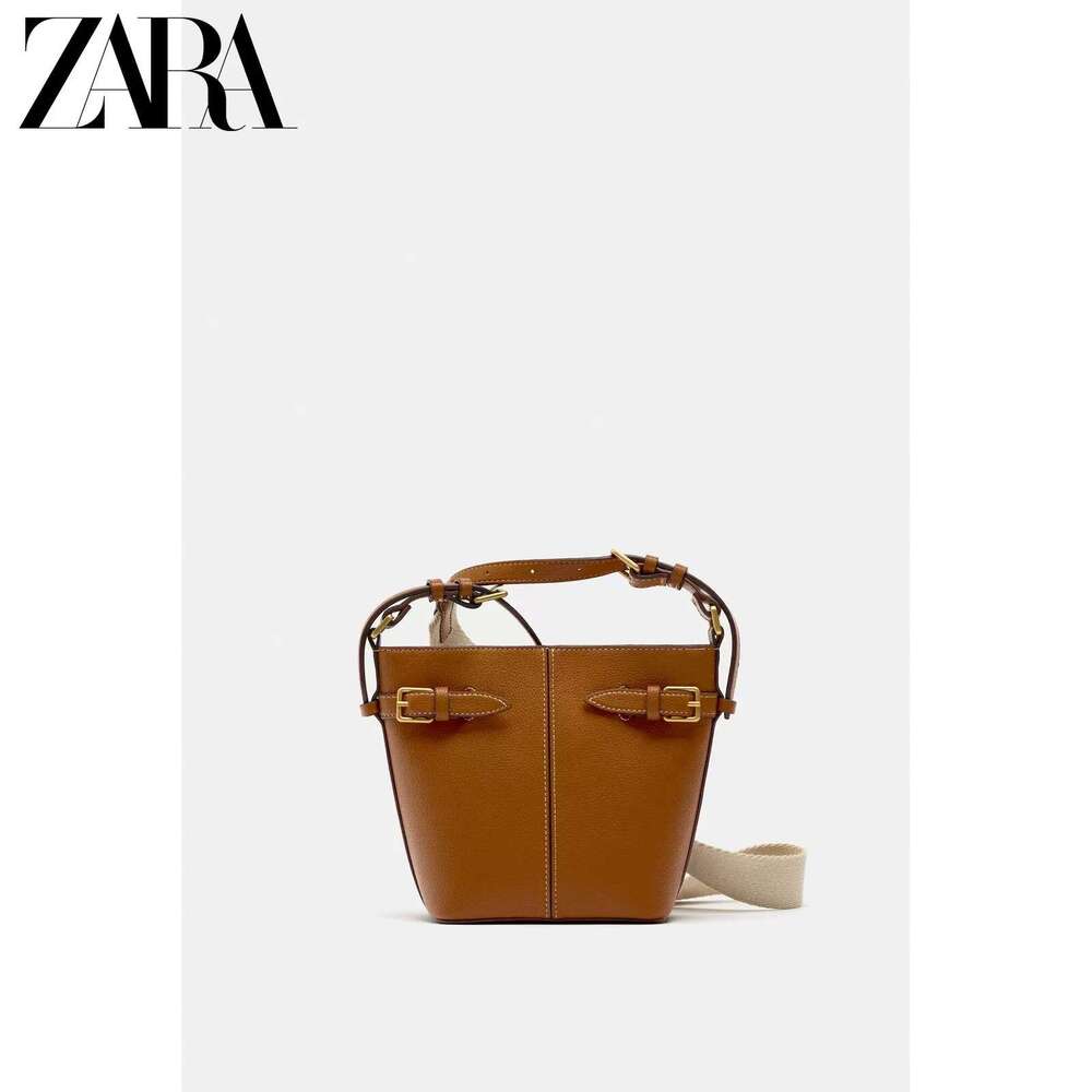 Spanish women's ZR Home 2024 new high-end versatile buckle decoration single shoulder crossbody bucket bag