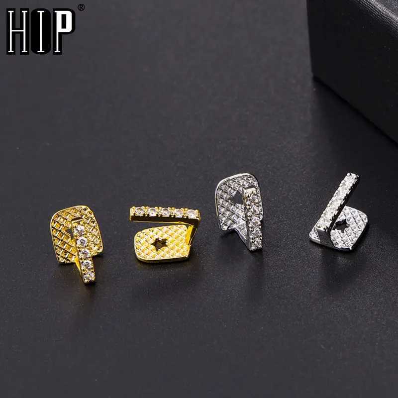 Hip Hop 2pcs d CsTeeth Grillz Cubic Zircon Micro Pave Top Bottom Charm Grills For Men Women Jewelry W241227