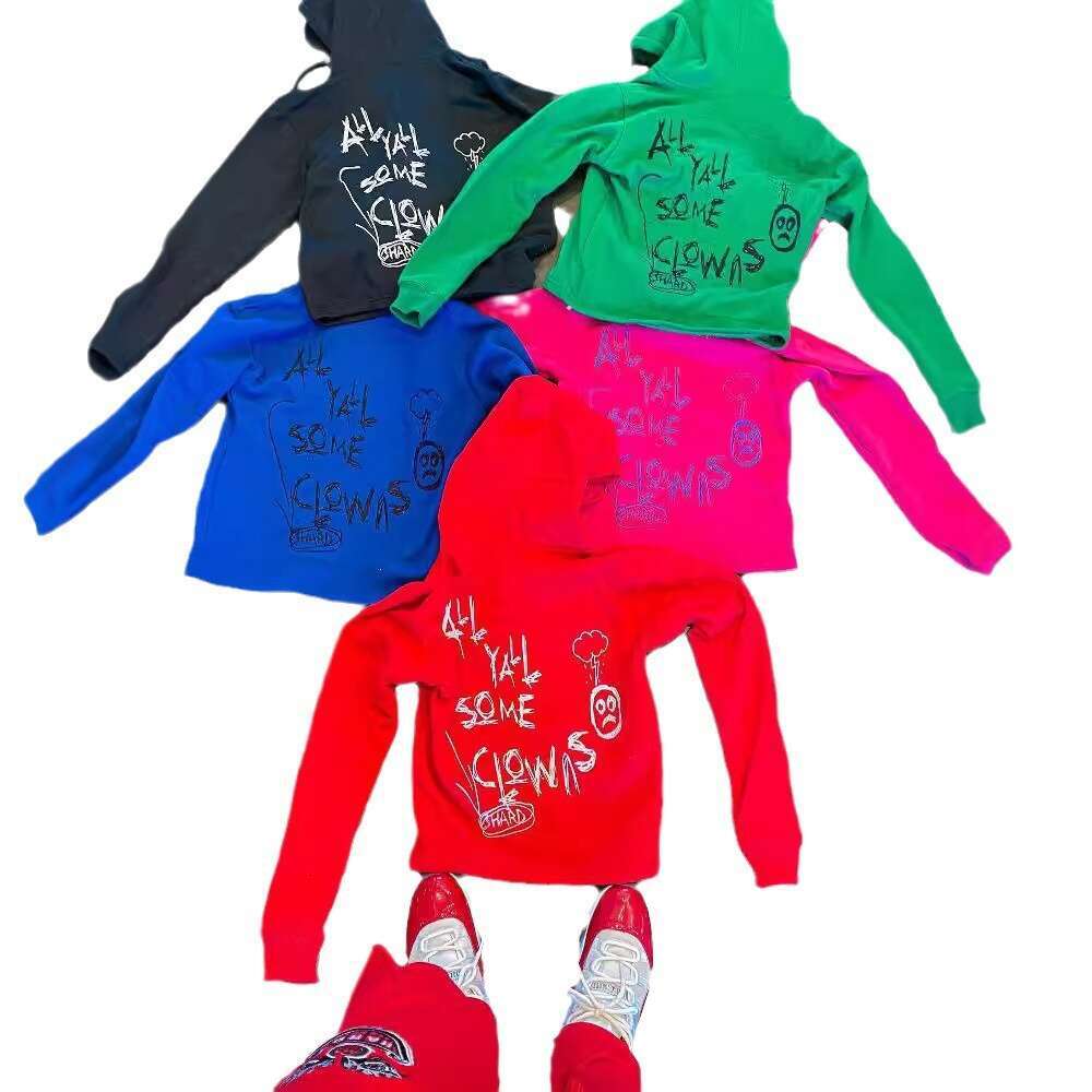 High New Pattern Printed Hot Diamond Loose Fashionable Street Hip Hop Style Hoodie