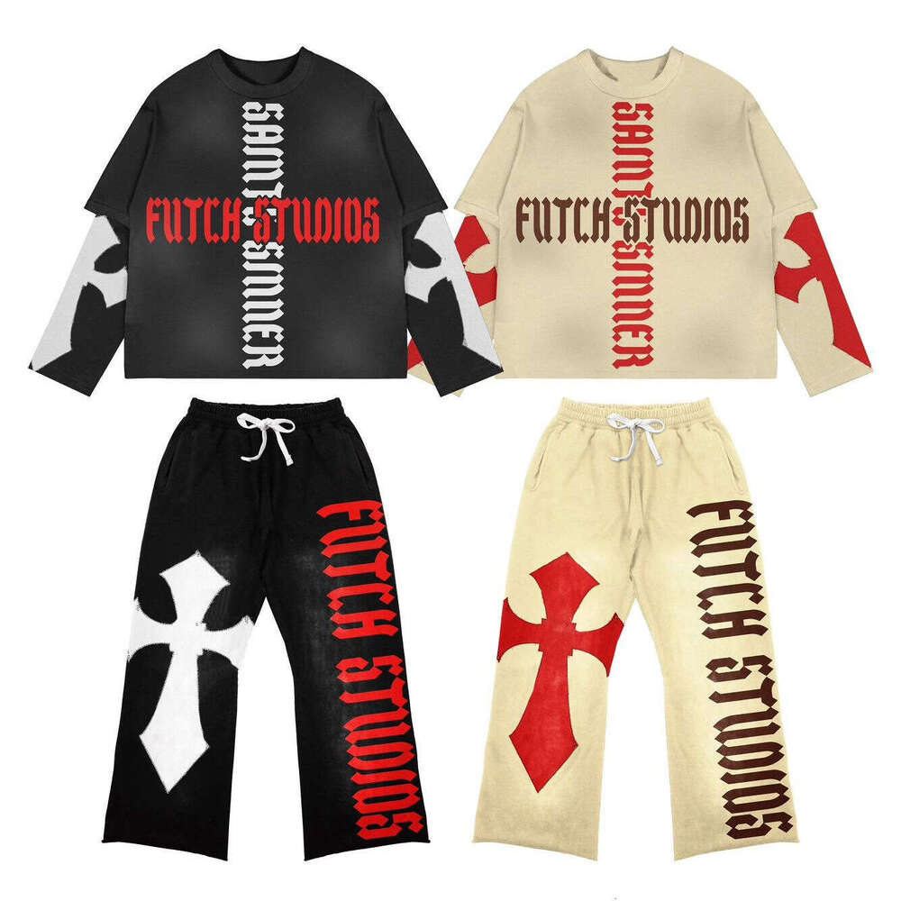 Flame Tide hoodie men's and women's round neck loose letter