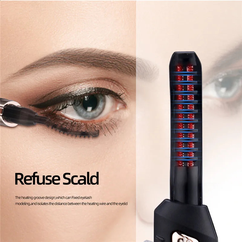 Electric Eyelash Curler Fast Heating Natural Curling Iron Temperature Adjustable Makeup Pen USB Charging 241226