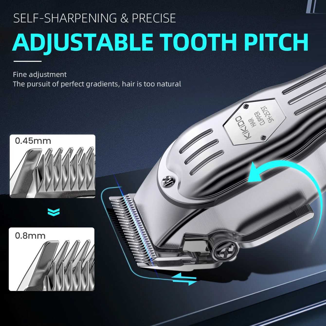 KIKIDO Electric Hair Clipper 6500 RPM Professional Hair Trimmer Adjustable Barber Rechargeable Hair Cutting Machine for Men W241227