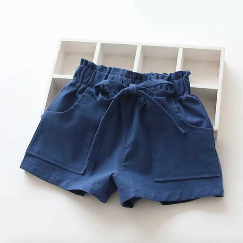 2-7Y Summer Girls Shorts Kids Shorts Candy Color Girls Children Clothes Bow Beach Loose Shorts Casual Pants Linen Comfortable W241227