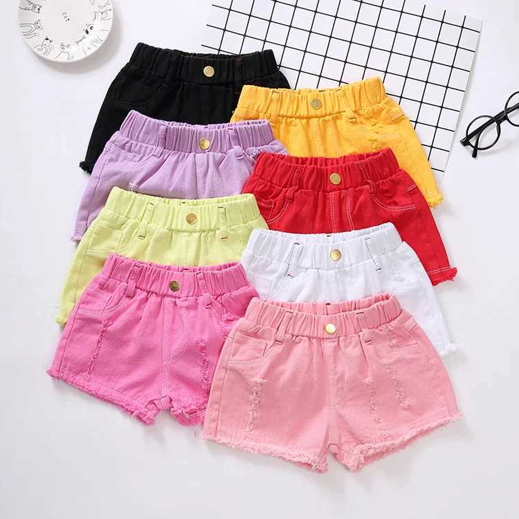 100-150cm summer girls fashionable hole shorts baby and childrens casual clothing W241227
