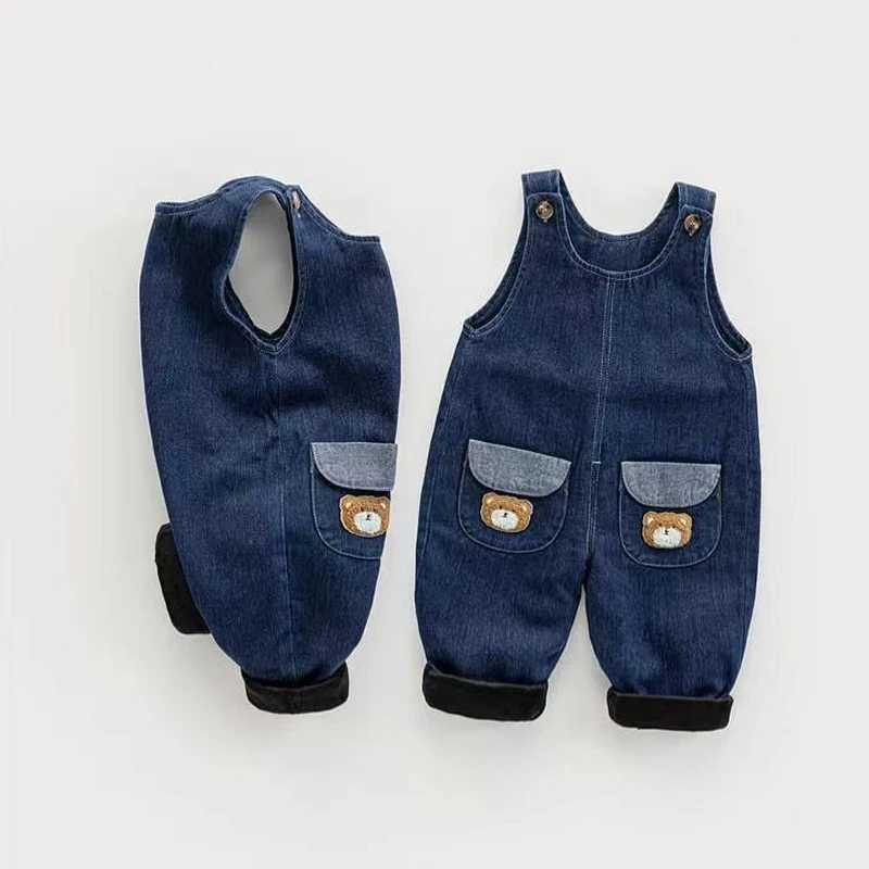 Baby boy jumpsuit childrens casual denim jacket warm jeans bib pants baby winter clothing childrens clothing W241227