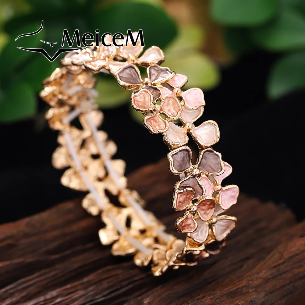 MeiceM Bangle Bohemian Enamel Style Colorful Flower Bracelet Niche n Womens Bracelet Holiday Gift Hand Jewelry 241227