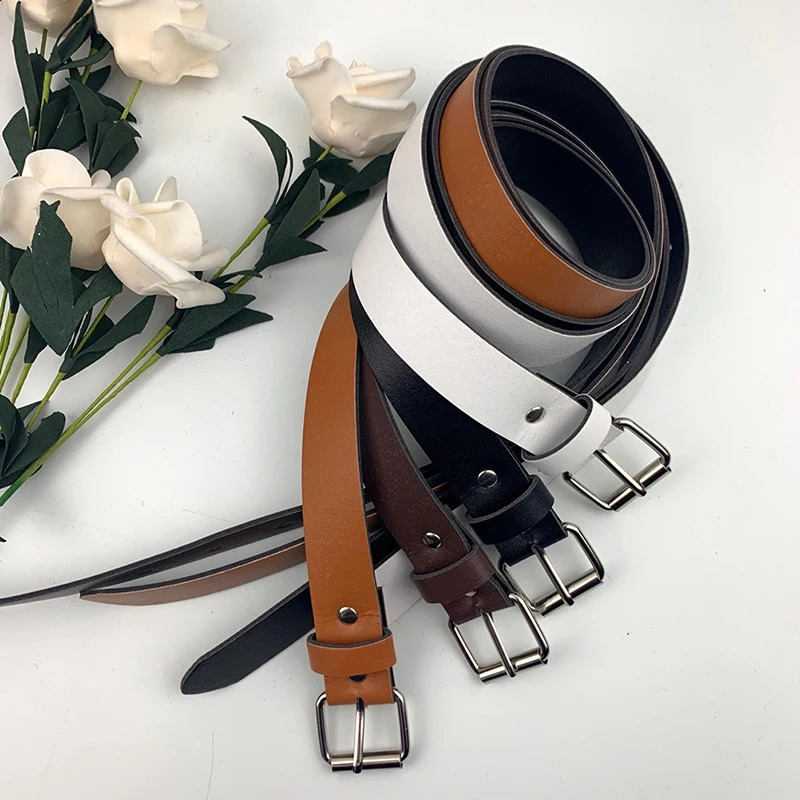 1PC 100CM Leather Belt Fashion Waist Belts Metal Buckle Waistband Pants Decorative Clothing Accesories 241225