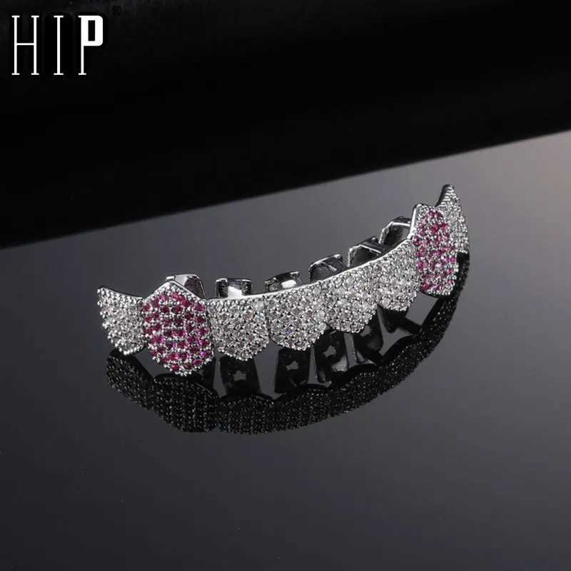 Hip Hop Colorful CZ Teeth Grillz Cs Bling d Out Cubic Zircon Micro Pave Top Bottom Charm Grills Set For Men Women Jewelry W241227