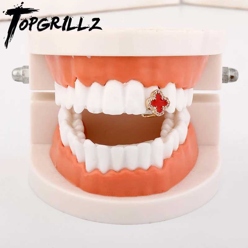 TOPGRILLZ Single d Out Teeth Grillz Oil Drop Cubic Zircon Dental Grills For Women Men Tooth C Bo Jewelry W241227