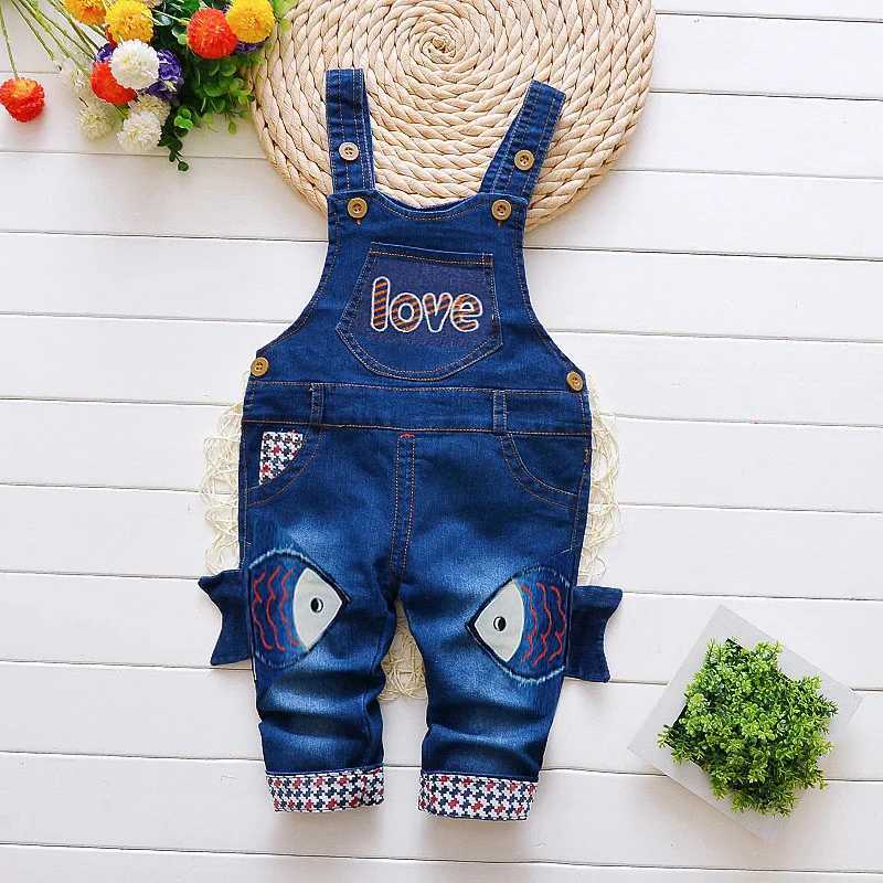 2024Boys Girl Bib Jeans Child Jumpsuit Jean Overalls Cute Denim Infant Boy Childrens Clothing Pants Bodysuit 0-4Years W241227