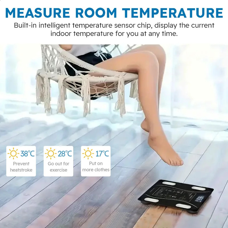 Smart Body Fat Scale Wireless LED Digital Bathroom Weight Scale Body Composition Analyzer Testing Scale 241226