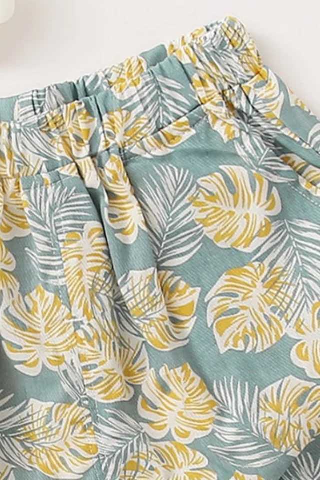 Summer playful cute unique double side pocket bracteel shorts elastic waist feather print casual loose comfortable thin girl W241227