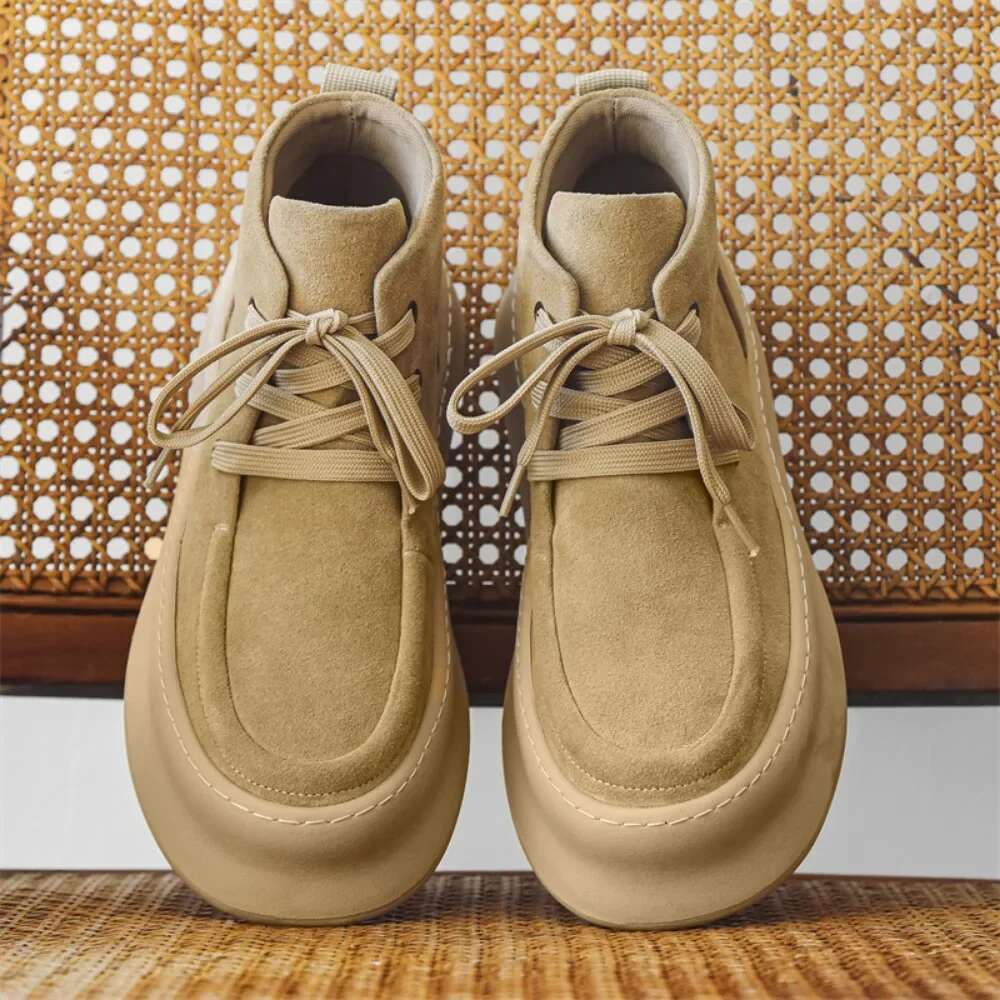 Ankle Suede Cowhide High Top Men Hand sewn thread Casual Shoes Winter Warmth Men's Boots Lace Up Toog boots