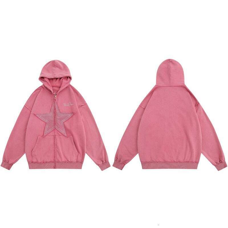 Millennium autumn winter fashionable men's women's street cardigans with pentagonal patch and loose zipper