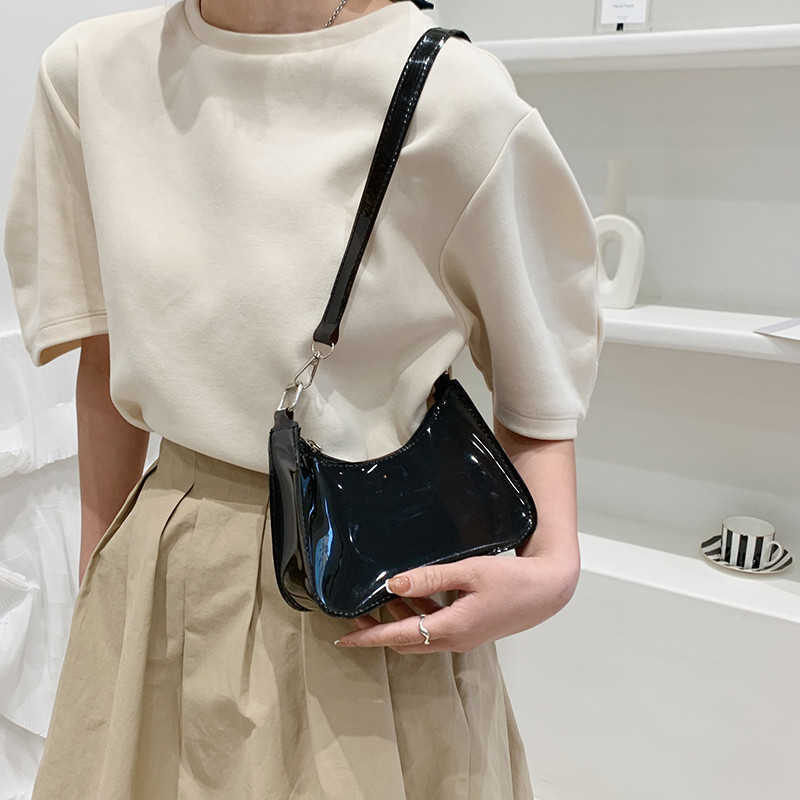 High Quality Fashion Wide Shoulder Strap Bright Face Bag Women's Bag 2022 New Fashion Simple One Shoulder Method Stick Underarm Bag 241227