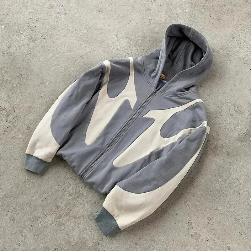 Fashion Sweatshirt Y2k Harajuku casual couple zipper hoodie letter printed devil pattern hoodie