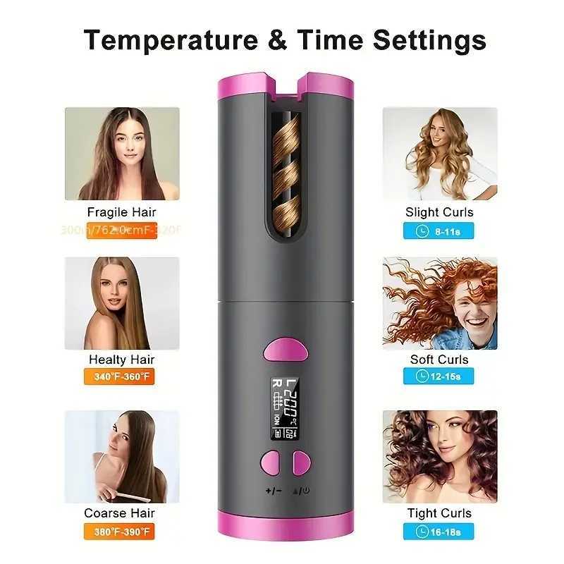 New Arrival Automatic Wireless Curling Iron Portable USB Curling Iron Thermostat Control Anti-scald Lazy Curler Hair Styling Tools Z241227
